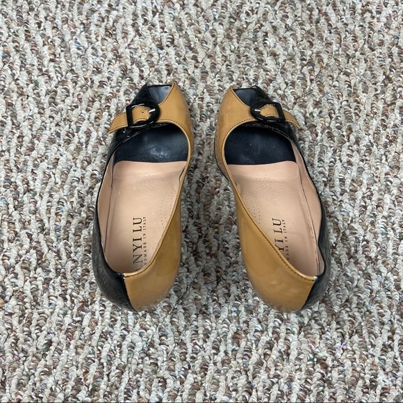 ANYI LU PATENT LEATHER PEEP TOE HEELS - Picture 5 of 10